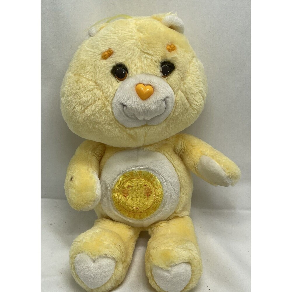 Vintage 1984 Kenner Funshine Care Bear Yellow Plush Sunshine Stuffed Animal 13”